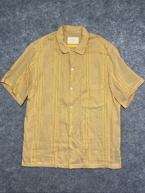 Portuguese Flannel Men's Short Sleeve Button-Up Shirt in Mustard Yellow